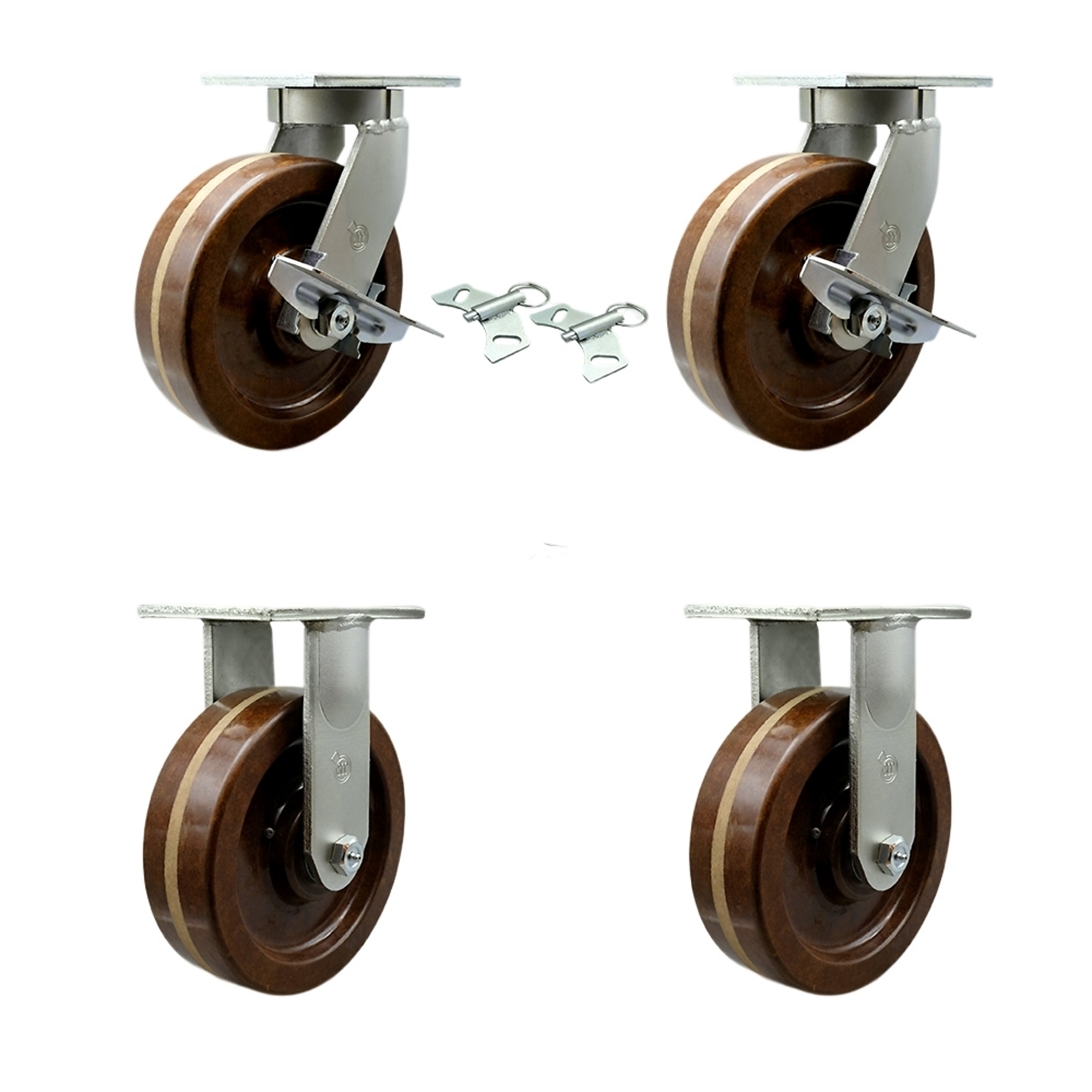 Service Caster, 10in. x 3in. Plate Casters, Wheel Diameter 10 in, Caster Type Swivel, Package (qty.) 4, Model# SCC-KP92S1030-PHRHT-SLB-BSL-2-R-2